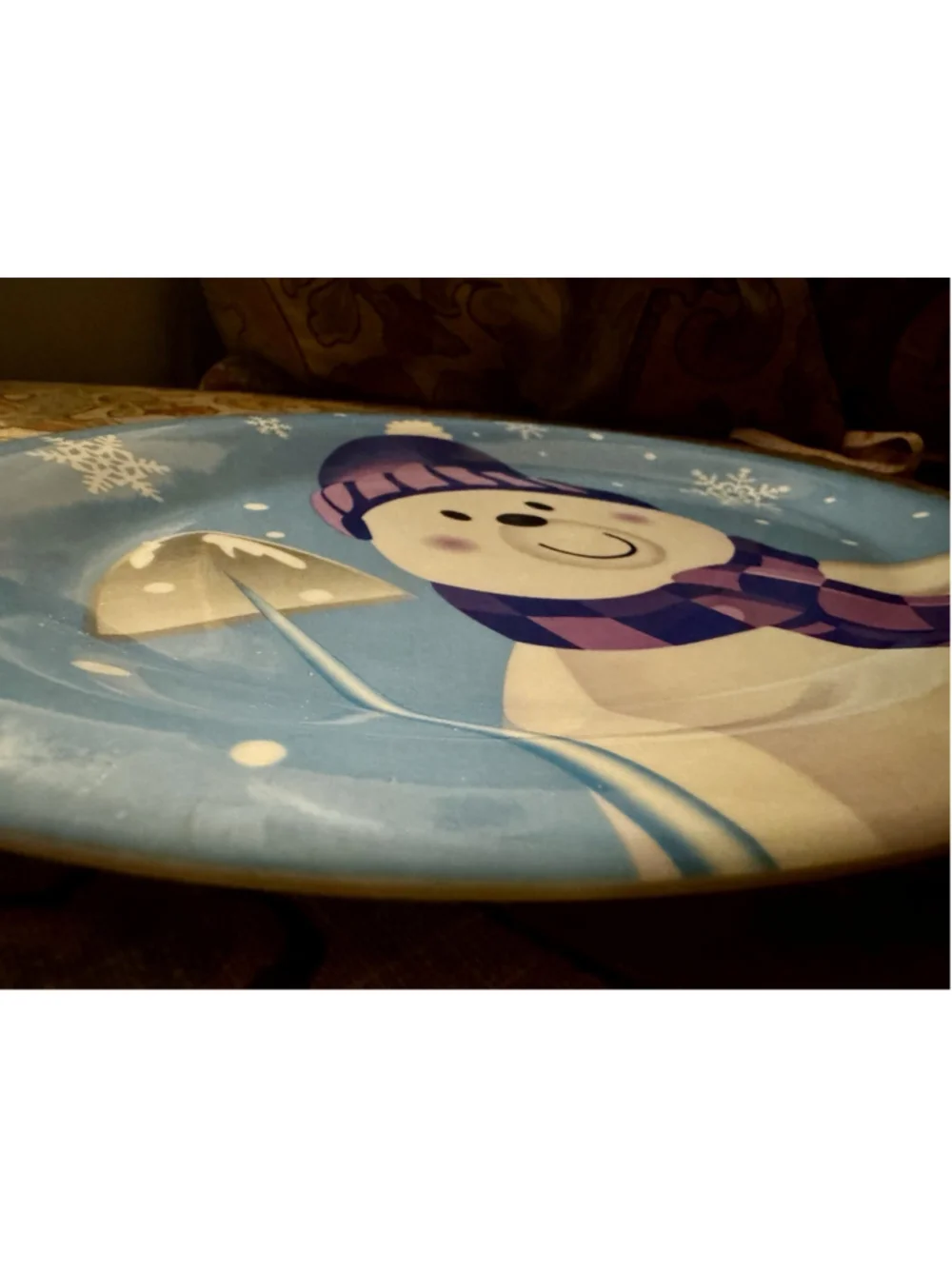 Snowman Melamine Serving Platter 13.75” x 9.75” Oval Winter Christmas Holiday